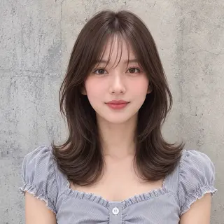ミディアム カラー 💎小顔前髪＆髪質 改善カラー💎片桐のヘアスタイル