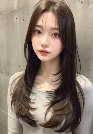 セミロング レイヤーカット⭐︎ 韓国ヘア⭐︎YUKAのヘアスタイル