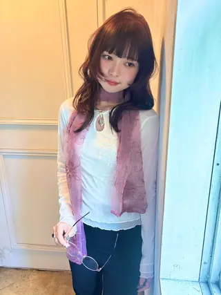 ミディアム カラー rinka/ボブ ベージュ 暖色のヘアスタイル