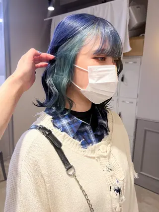 セミロング カラー ヘアアレンジ 🩵 JURI🩵のヘアスタイル