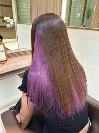 ロング カラー ブリーチ🎨デザイン カラー/れいじ🩶のヘアスタイル