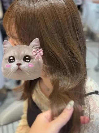 セミロング カラー ヘアセット/レイヤー 赤み消し/はるかのヘアスタイル