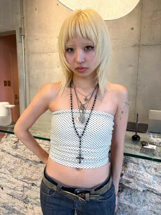 ミディアム カラー 福岡海外風レイヤー/ ゴトリのヘアスタイル