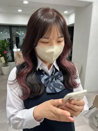 セミロング カラー 🎀ブリーチ ハイト ーン ♡Kanon♡のヘアスタイル
