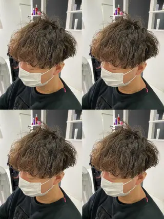 ショート カラー パーマ ヘアアレンジ メンズ 🔥メンズパーマ 特化 渡辺一翔のヘアスタイル