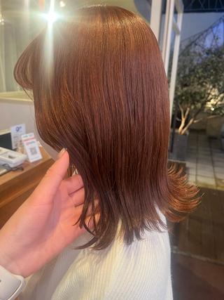 ミディアム カラー くいた あやなのヘアスタイル