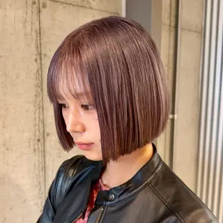ミディアム カラー ヘアアレンジ ボブ×艶カラー 特化・リクト💥のヘアスタイル