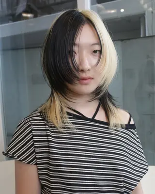 ミディアム カラー ハッシュカット/ハイ トーン/HIROKIのヘアスタイル