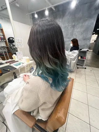 セミロング カラー メンズカットグラデー ションカラー/ケイゴのヘアスタイル