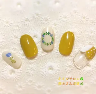 ネイル ショートネイル 森のさんぽ道のネイルデザイン