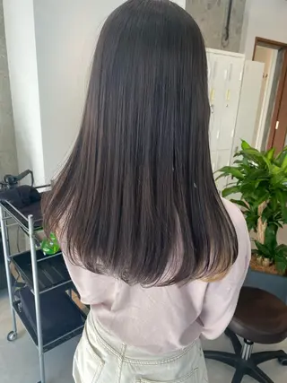 ロング カラー ヘアアレンジ 美髪矯正 韓国レイヤーのヘアスタイル