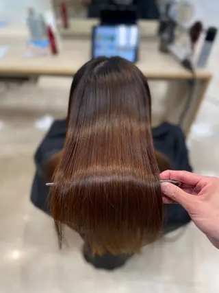 ロング シャドウパーマ／骨格 矯正カット　トモキのヘアスタイル