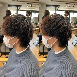 パーマ メンズ センターパート ／植田のヘアスタイル