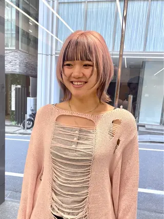 ミディアム カラー 縮毛&髪質改善 TAIGAのヘアスタイル