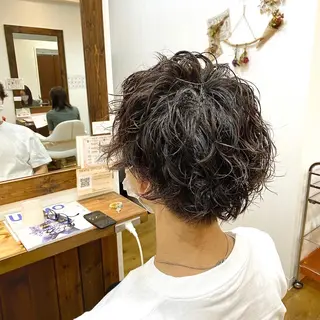 ショート パーマ メンズ 原田 涼矢のヘアスタイル