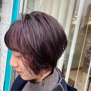 ショート カラー ヘアアレンジ 白髪ぼかしハイライト 茗荷谷駅徒歩2分のヘアスタイル
