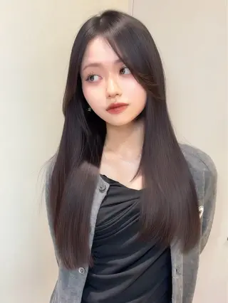 ロング 福岡縮毛矯正✨️ ストレート 向井和輝のヘアスタイル