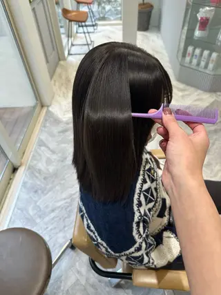ミディアム カラー 縮毛/透明感カラー Mariamu🫧のヘアスタイル