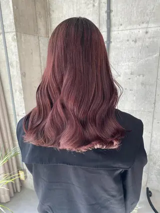 セミロング カラー ヘアアレンジ 美髪矯正 韓国レイヤーのヘアスタイル