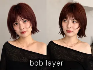 ロング カラー 透明感/レイヤー /ボブ/本田 聖のヘアスタイル