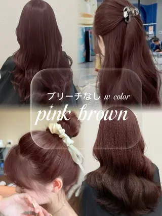 ロング カラー パーマ 🎀ピンクベージュ/ 梅田/茶屋町🎀のヘアスタイル