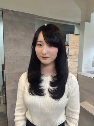 セミロング カラー Rena/韓国 /ワンホンヘアのヘアスタイル