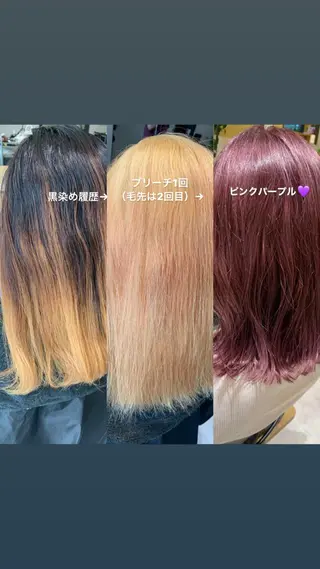 ミディアム カラー ハブヘアー ハブヘアーのヘアスタイル