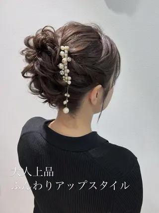 セミロング ヘアアレンジ ボウ🪞ヘアセット /メイク/マツパのマツエク・マツパデザイン
