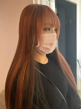 ロング カラー ヘアカラー&縮毛矯正 STAR☆RIVERのヘアスタイル