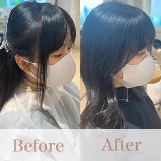 セミロング 顔周り/くびれヘア 韓国ヘア💕風間るなのヘアスタイル