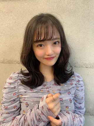 ミディアム カラー 透明感カラー✂︎ /縮毛矯正/YUKAのヘアスタイル