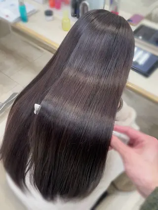 ロング シャドウパーマ／骨格 矯正カット　トモキのヘアスタイル
