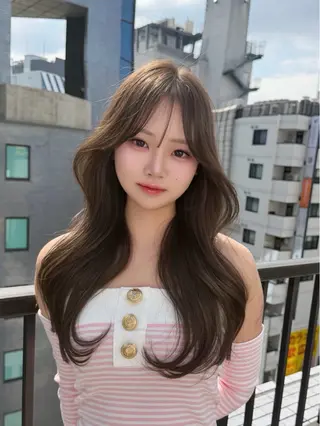 ロング カラー 顔まわりの神様✨ 透明感カラー藤嶋秀幸のヘアスタイル