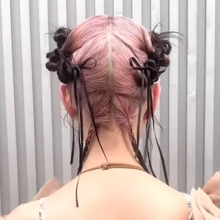 ミディアム yuna🎀 ピンク・ラベンダーのヘアスタイル