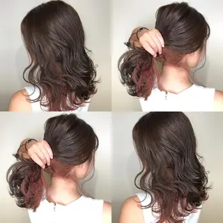 ミディアム カラー 髪質改善カラー韓国風 レイヤーtudaのヘアスタイル