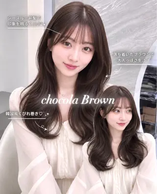 セミロング カラー ヘアアレンジ 🖤kana韓国ヘア 艶髪カラー特化🖤のヘアスタイル