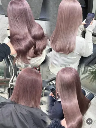ロング カラー ミルクティー・ピンク 甘モテカラー/emaのヘアスタイル