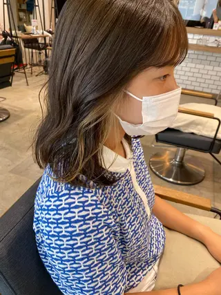 セミロング カラー レイヤー/大人ボブ| ワタナベ リョウカのヘアスタイル