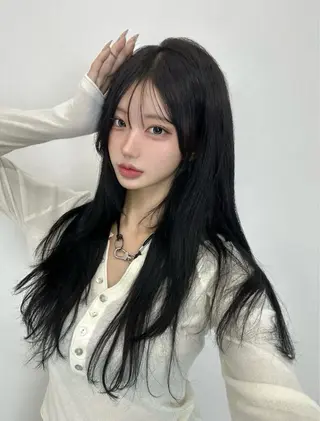 ロング ワンホンレイヤー エクステづまのヘアスタイル