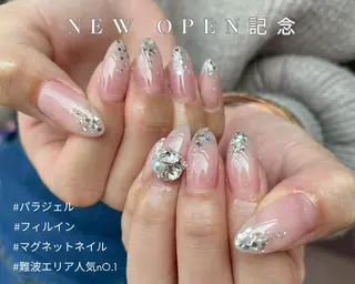 ネイル メラク難波/長さだし パラジェルフィルインのネイルデザイン