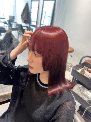 ミディアム カラー ヘアアレンジ 🎀ハイトーン・艶 カラー HANA🎀のヘアスタイル