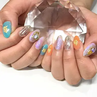 ネイル 渋谷／チップ長さ出し 👑アプレgel-xのネイルデザイン