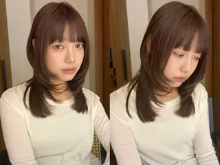 ミディアム カラー -みつま はるな-のヘアスタイル