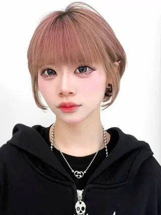 ショート カラー ヘアアレンジ 縮毛矯正🤍 盛れるボブ/ひかりのヘアスタイル