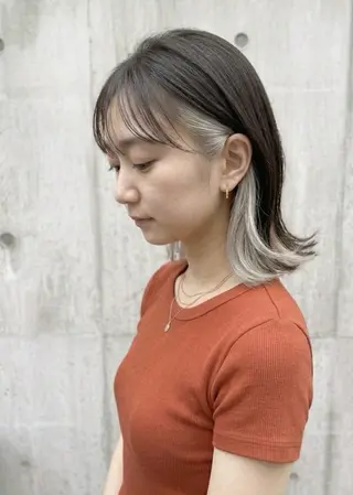 ミディアム カラー 田中 沙也香のヘアスタイル