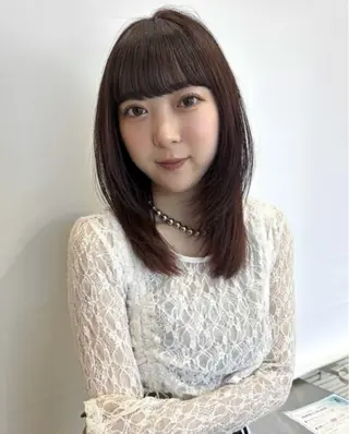 セミロング カラー 大人韓国レイヤー🫧 暖色カラー/はるのヘアスタイル