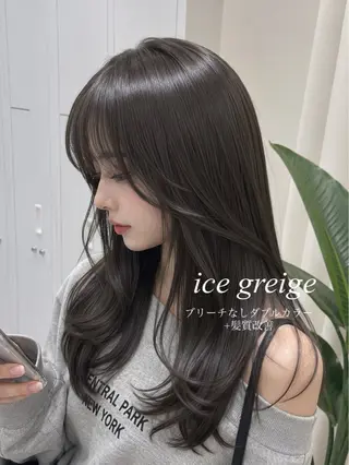 ロング カラー ラベンダー💜グレー 🩶ミント‪🩵のヘアスタイル