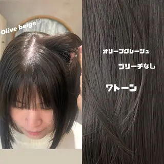 ショート オリーブベージュ/ボ ブ縮毛矯正たまき🧡のヘアスタイル
