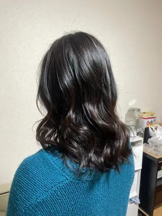 ミディアム ヘアアレンジ ブリーチなしカラー/ 暖色カラー/艶カラーのヘアスタイル