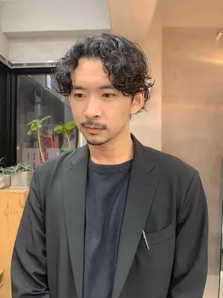 ミディアム パーマ メンズ 横井伴典 名古屋駅 メンズパーマ/カットのヘアスタイル